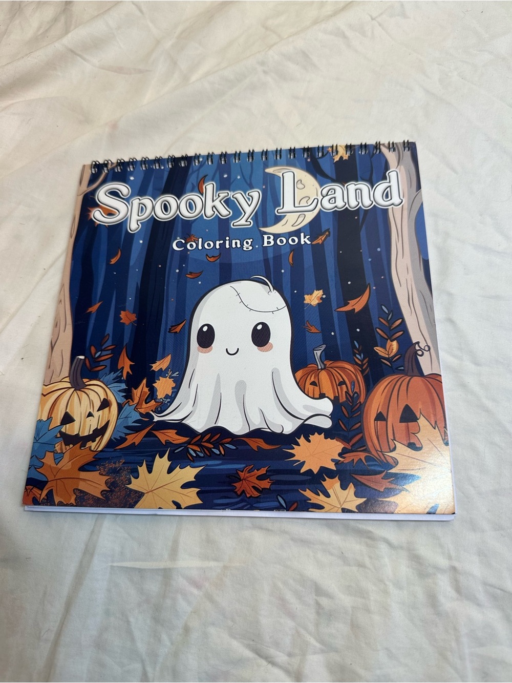 Spooky Land Spiral Bound Coloring Book Halloween Ghost 
One page colored